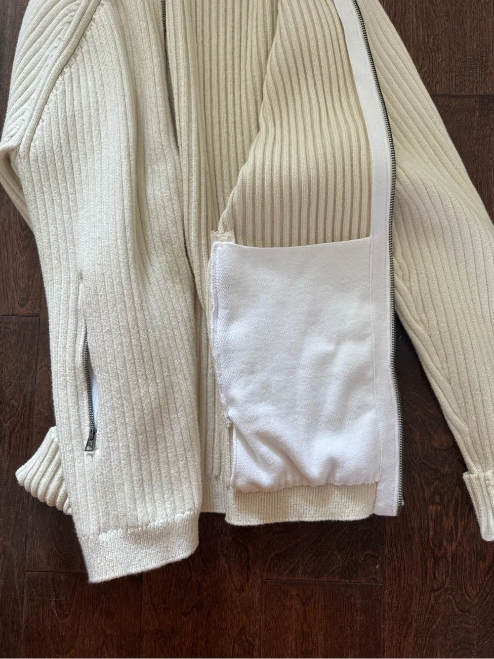 Theory Cream Ribbed Zip-Front Sweater - Banana Republic